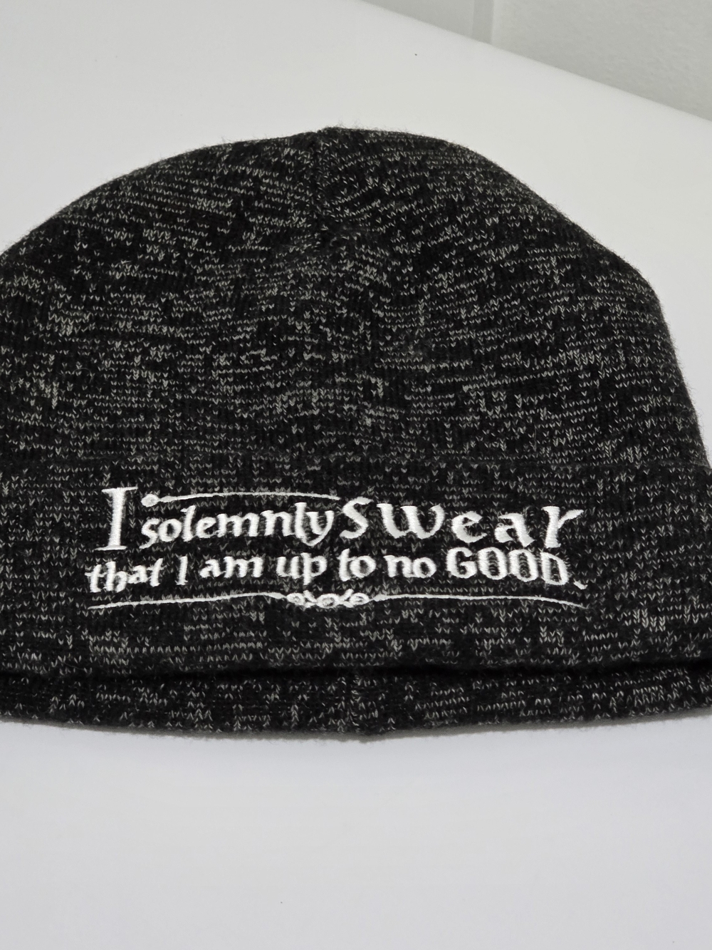 Harry Potter Marauders Map Beanie Hat Black Grey Knit Cuffed Embroidered One Sz